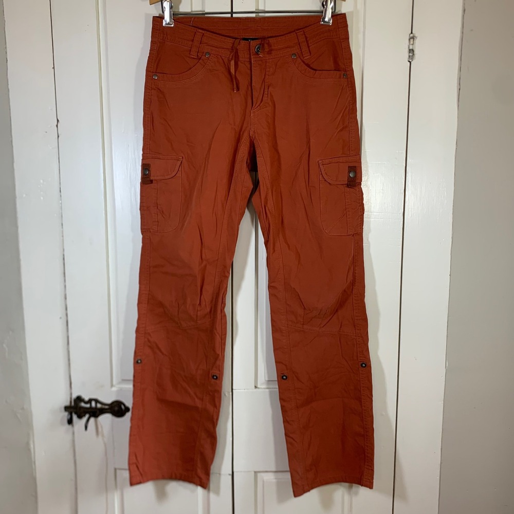 Kuhl Splash Roll-Up Cargo Hiking Pants Womens 6 Reg Burnt Orange Rust 6065